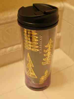 Starbucks 2015 Holiday Gold Foil Trees 16 oz Tumbler Travel Mug NWOT - Sold on eBay Dec, 16th 2018 for $5.95