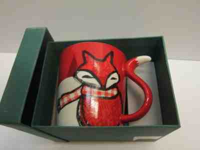 STARBUCKS NIB Fox Mug Christmas 2016 Coffee Cup Red Scarf Tail Handle 12 oz CUTE - Sold on eBay Dec, 17th 2018 for $32.75