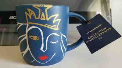 NEW 2016 STARBUCKS Siren Mermaid Anniversary Mug Etched Blue Gold Crown 14 oz - Sold on eBay Dec, 16th 2018 for $24.99