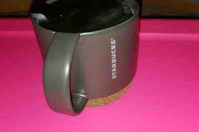Starbucks 2016 Cork Bottom 12 oz Ceramic Coffee Mug w Sealed Lid Charcoal Gray - Sold on eBay Dec, 16th 2018 for $10.50