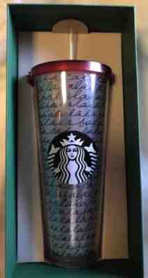New 2016 Starbucks Christmas Green Dot Fa La La La Venti 24 oz Cold Cup Tumbler - Sold on eBay Dec, 16th 2018 for $20.00