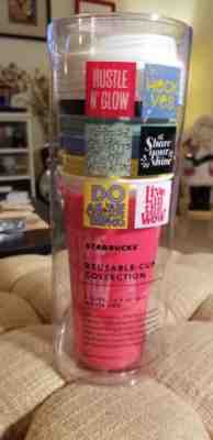 New Starbucks 2017 Reusable Cup Collection Set of 6 Designs Colors w/Lids 16 oz - Sold on eBay Dec, 16th 2018 for $28.00