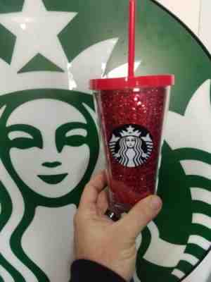 2017 Starbucks Glitter Cold Cup 16oz Red Tumbler Holiday Collection  - Sold on eBay Dec, 16th 2018 for $14.00