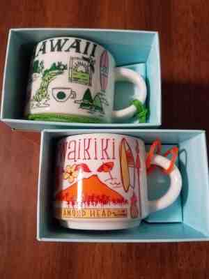 Starbucks Hawaii AND Waikiki Ornament 2018 "Been There Series" 2 New - Sold on eBay Dec, 17th 2018 for $27.00