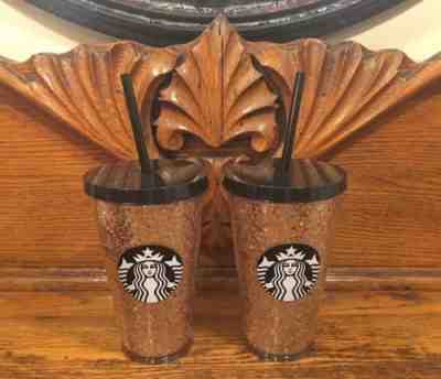 NEW 2018 STARBUCKS HOLIDAY GLITTER GOLD CUP TUMBLERS 16 oz SET OF 2! - Sold on eBay Dec, 17th 2018 for $49.99