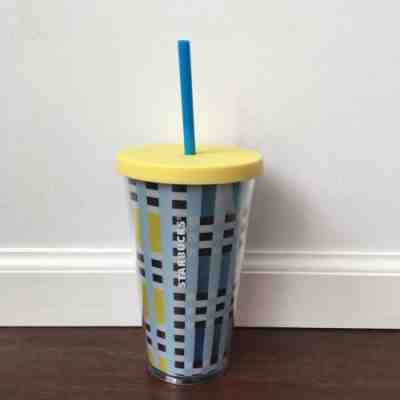 Starbucks 16oz Tumbler Blue Yellow Geometric Tumbler With Straw Summer 2018 - Sold on eBay Dec, 17th 2018 for $3.58