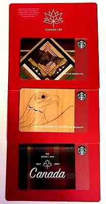 Set of 3 Starbucks Canada 150th Birthday Gift Card Limited Edition NEW - Sold on eBay Dec, 2nd 2018 for $5.99