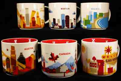 6 Starbucks You Are Here 14 oz Mugs_3 w Tag LA BOSTON WAIKIKI AUSTIN CANADA LV - Sold on eBay Nov, 26th 2018 for $75.00