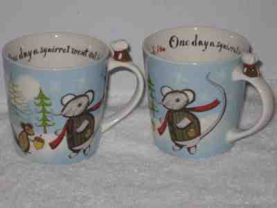 2 STARBUCKS  2010 HOLIDAY CHRISTMAS BONE CHINA MUGS HUXLEY MOUSE & SQUIRREL  NEW - Sold on eBay Dec, 10th 2018 for $24.99