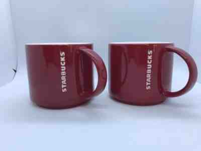 ~2~ STARBUCKS Red & White New Bone China 12oz. 2012 Coffee Mug Collectible - Sold on eBay Dec, 4th 2018 for $25.00