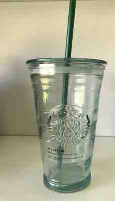 * Starbucks Recycled Glass Cold Cup w/ Straw, New with Sticker, Made in Spain * - Sold on eBay Nov, 21st 2018 for $59.88