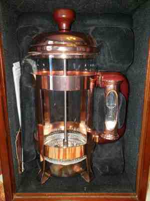 1st Starbucks Seattle Pike Place Glass Copper Coffee Press Wooden Boxed Timer  - Sold on eBay Nov, 5th 2018 for $15.00