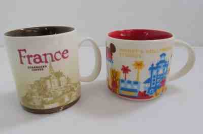 Lot of 2 Starbucks Coffee Mugs: Disney's Hollywood Studio You Are Here, France  - Sold on eBay Oct, 31st 2018 for $49.00