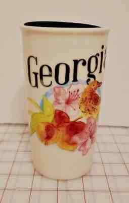 COLLECTIBLE STARBUCKS GEORGIA STATE FLOWER CERAMIC TRAVELER 12 OZ TUMBLER 2017 - Sold on eBay Dec, 16th 2018 for $30.00