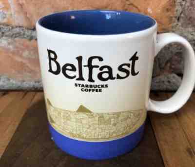 Starbucks BELFAST City Mug Northern Ireland Fish 16 oz Blue Beige White 2014 - Sold on eBay Sep, 30th 2018 for $20.00