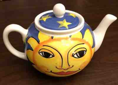 STARBUCKS COFFEE CO. TEAPOT LARGE 7-Cup ITALY Pottery SUN AND MOON DESIGN - Sold on eBay Dec, 15th 2018 for $20.00