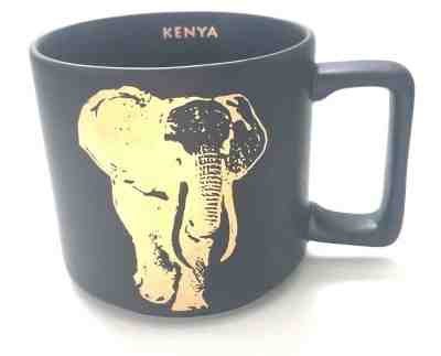 Starbucks Kenya Mug Gold Elephant Black Matte Finish Africa Coffee Cup 14 oz EUC - Sold on eBay Dec, 16th 2018 for $12.75