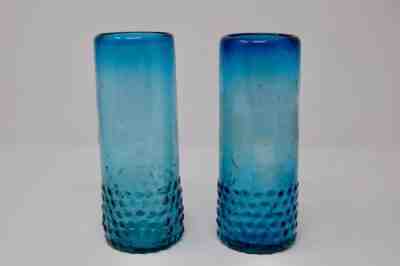 NEW Starbucks Hobnail Recycled BLUE Glass 12 fl oz Tall Hand Blown- Set of 2 - Sold on eBay Oct, 14th 2018 for $17.00