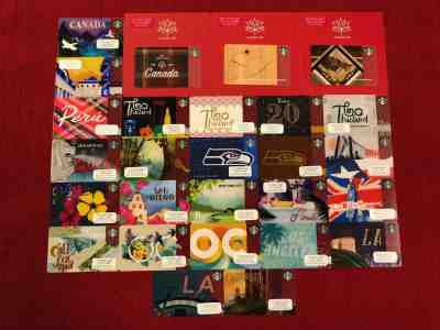 27 NEW STARBUCKS WORLDWIDE CITY/COUNTRY GIFT CARDS LOT PERU CANADA THAILAND UK.. - Sold on eBay Sep, 30th 2018 for $29.99