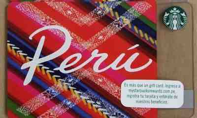 PERU STARBUCKS gift card RARE new unused pin edition south america PE - Sold on eBay Sep, 25th 2018 for $10.00