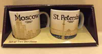 NEW 3oz Starbucks Coffee 2 Demitasse Icon City Mugs RUSSIA MOSCOW+ST. PETERSBURG - Sold on eBay Oct, 27th 2018 for $25.49
