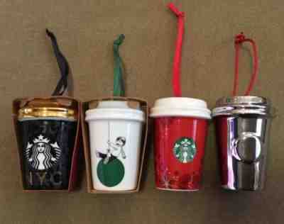Starbucks To Go Cup Ceramic Christmas Ornament Lot of 4 (2 New, 2 Used) - Sold on eBay Dec, 3rd 2018 for $30.00