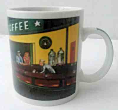 Vintage Starbucks Coffee Mug by Chaleur Nighthawks Diner D. Burrows Tea Cup - Sold on eBay Nov, 25th 2018 for $15.99
