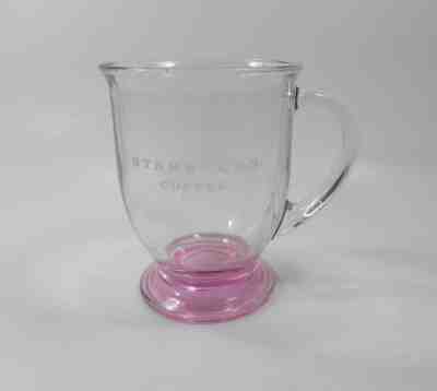 Starbucks Pink Clear Glass Coffee Mug Cup Anchor Hocking Logo Pedestal 16 oz. - Sold on eBay Dec, 13th 2018 for $14.95