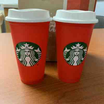 2X Starbucks Reusable Red Cup Holiday 2018 16 oz Collectors Edition - You Get 2 - Sold on eBay Dec, 13th 2018 for $17.59