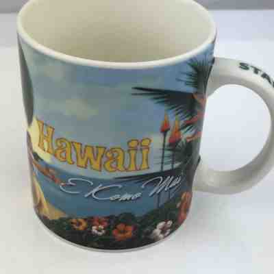 Starbucks Coffee Hawaii Mug Cup 2008 E KOMO MAI Welcome Surf Hula Hibiscus 14 OZ - Sold on eBay Dec, 4th 2018 for $7.86