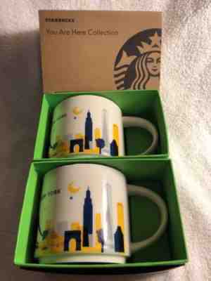 Lot of 2 Starbucks New York NYC You are Here YAH 14 Oz Collector Mug - Sold on eBay Dec, 16th 2018 for $29.99