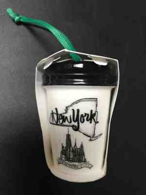 NEW STARBUCKS COLLECTIBLE ORNAMENT CERAMIC COFFEE CUP 2017 UPSTATE NEW YORK - Sold on eBay Dec, 7th 2018 for $8.50