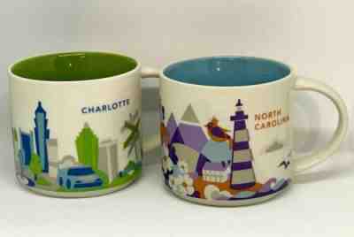 Starbucks Mug You Are Here Collection Set of 2 -North Carolina & Charlotte NWOB - Sold on eBay Oct, 19th 2018 for $39.99