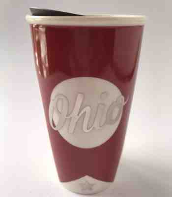 Starbucks Script Ohio State Ceramic Insulated Travel Mug Tumbler Crimson Gray - Sold on eBay Oct, 26th 2018 for $28.00