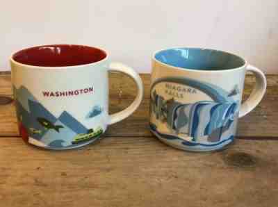 Starbucks Lot of 2 You Are Here Coffee Mugs Niagara Falls Washington State - Sold on eBay Nov, 5th 2018 for $25.00