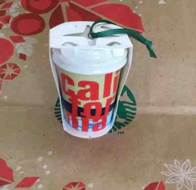 NWT Starbucks 2017 CALIFORNIA State Cup Ceramic Holiday Christmas Tree Ornament - Sold on eBay Feb, 7th 2019 for $7.99