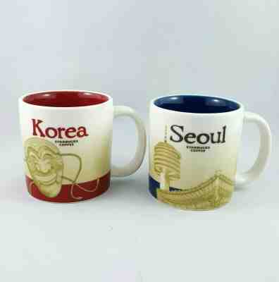 2 STARBUCKS 2009 Collector Series Mini Mugs Set - KOREA & SEOUL - 3 oz - Sold on eBay Feb, 14th 2019 for $30.00