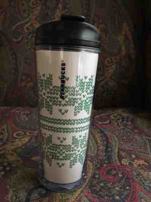 NEW 2009 Starbucks Holiday Green Snowflake Poinsettia Pattern Tumbler 12 oz  NWT - Sold on eBay Feb, 13th 2019 for $7.50