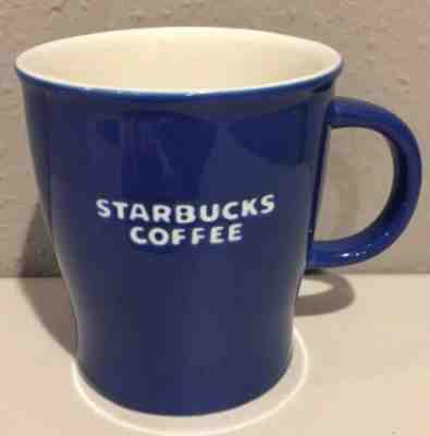 Starbucks Cup Mug Blue Embossed Logo Lettering 2009 14oz Bone China* - Sold on eBay Feb, 13th 2019 for $12.99