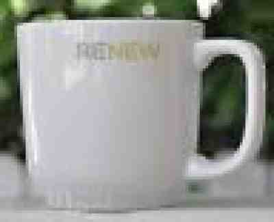 Starbucks Mug RENEW Coffee White Cup Tea Simple Design By Toki Japan 2009 - Sold on eBay Feb, 13th 2019 for $14.95