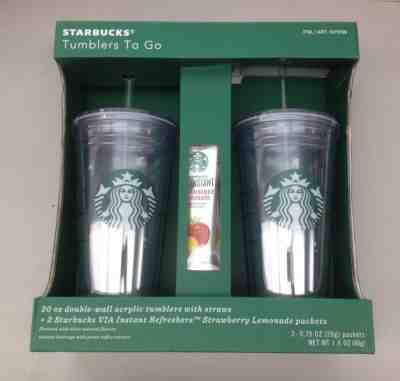 NEW Starbucks Tumblers 2 Pack 20 oz. Double-Wall Acrylic Cold Cup | O6409-L2 - Sold on eBay Feb, 14th 2019 for $25.69