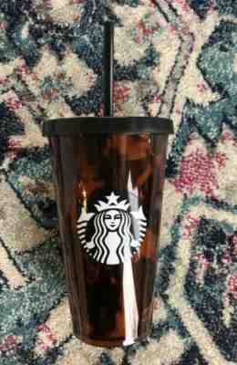 STARBUCKS COLD CUP Black/Brown Tortoise Shell PRINT TUMBLER 16 OZ Matte BLK RARE - Sold on eBay Feb, 14th 2019 for $22.50