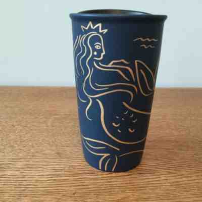 STARBUCKS Blue Mermaid Anniversary Coffee Tumbler w/Lid 2017 Ceramic Cup 12 oz. - Sold on eBay Feb, 14th 2019 for $24.99