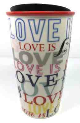 STARBUCKS 2017 LOVE IS LOVE Travel Mug Tumbler 12 oz - Sold on eBay Feb, 14th 2019 for $16.00