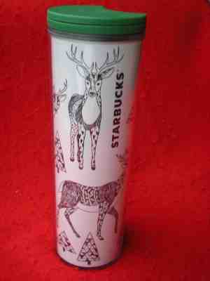 SOLD OUT 2017 STARBUCKS Holiday "DEERS"  16 OZ Tumbler New w Tag & Care Paper - Sold on eBay Feb, 14th 2019 for $12.99
