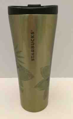 2013 Starbucks Stainless Steel Green Tinge Flower Design Travel Mug/Tumbler   - Sold on eBay Feb, 14th 2019 for $18.00