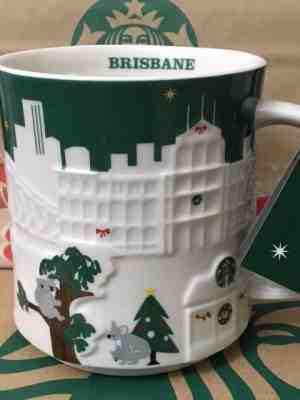 NEW Starbucks 2015 BRISBANE Australia Christmas Green relief 18 oz mug NEW! - Sold on eBay Dec, 18th 2018 for $49.99