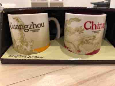 STARBUCKS Guangzhou & China 3 oz Demitasse Cups Mini Espresso Mugs (Set of 2) - Sold on eBay Dec, 13th 2018 for $15.50
