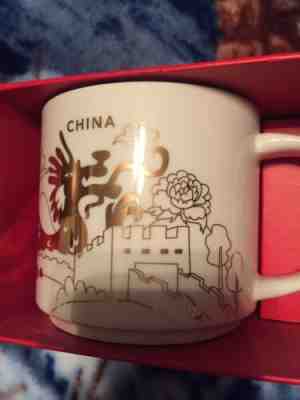 Starbucks 2017 China Shanghai You Are Here Collection Mug Red Dragon Gold - Sold on eBay Jan, 20th 2019 for $34.00