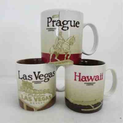 3x Starbucks Collector's Series Mugs Las Vegas, Hawaii, Prague - Sold on eBay Jan, 30th 2019 for $43.00